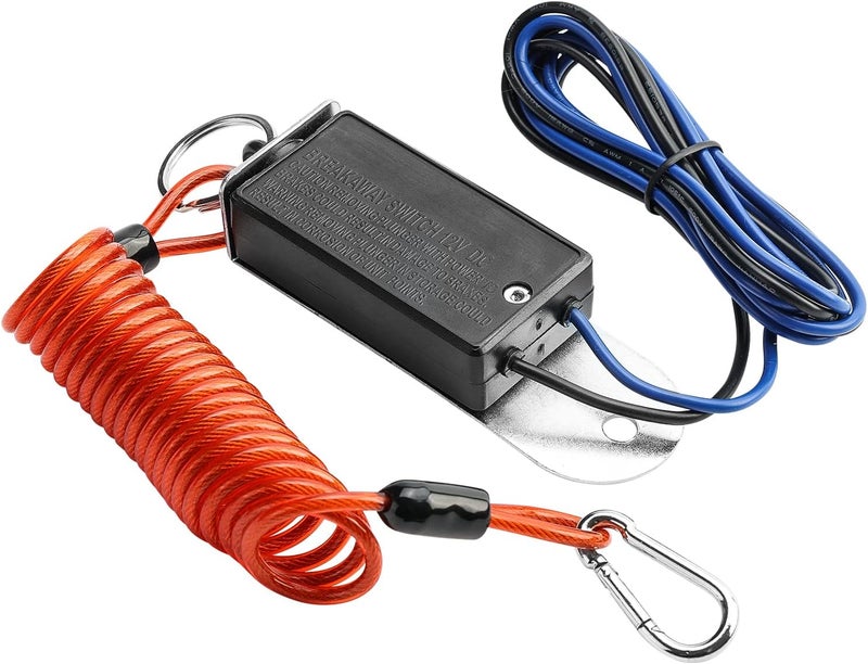 Rnigs Trailer Breakaway Switch, 6ft Breakaway Coiled Cable with Electric Brake or RV Towing Trailer - Image 1